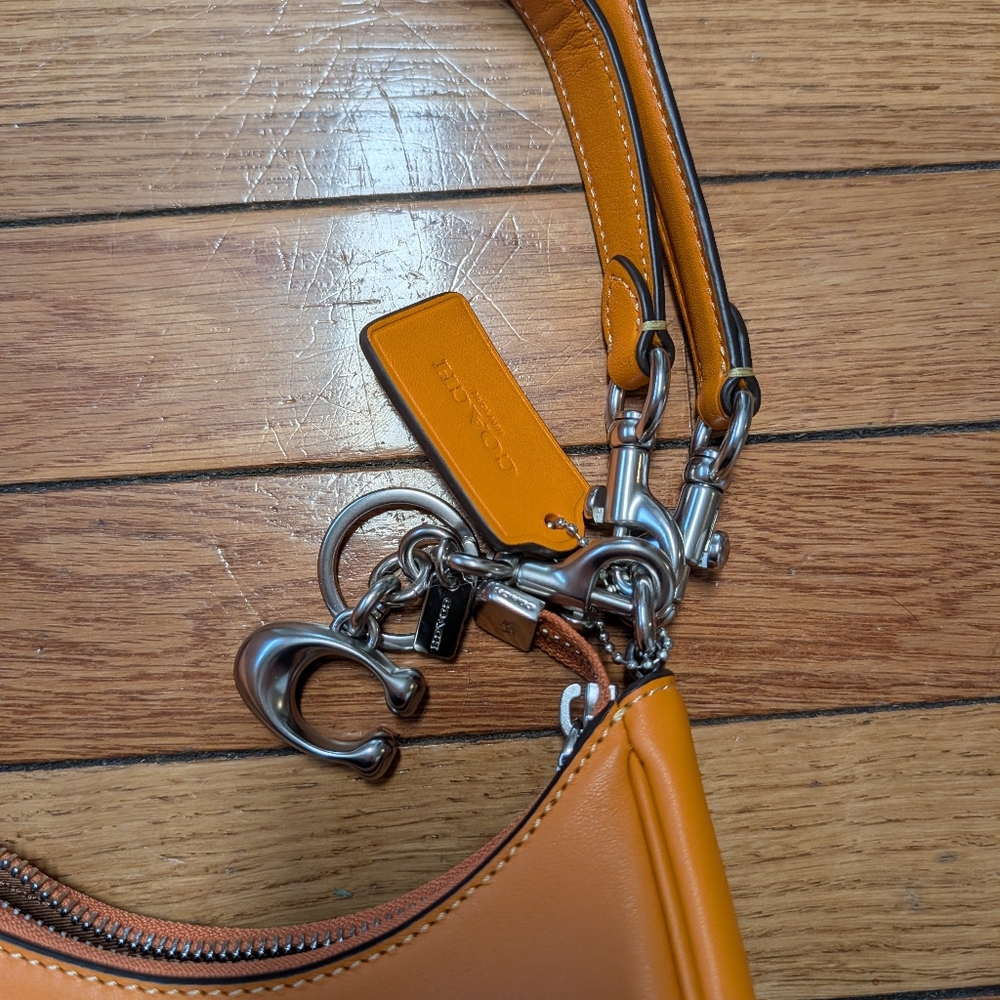 Coach Orange Leather Crescent Crossbody Bag - Picture 2 of 6
